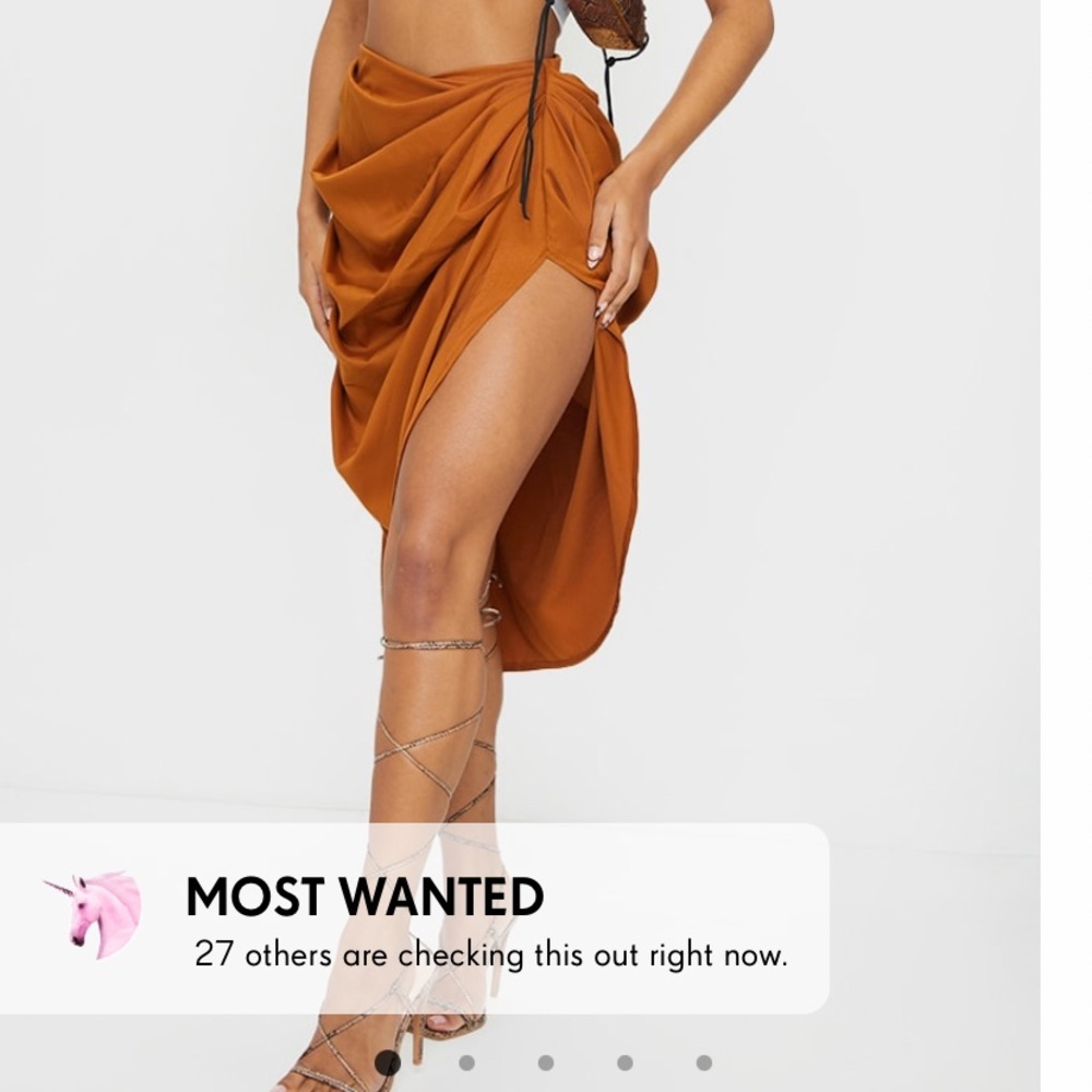 PLT Brown Ruched MIDI Skirt Sz US 10